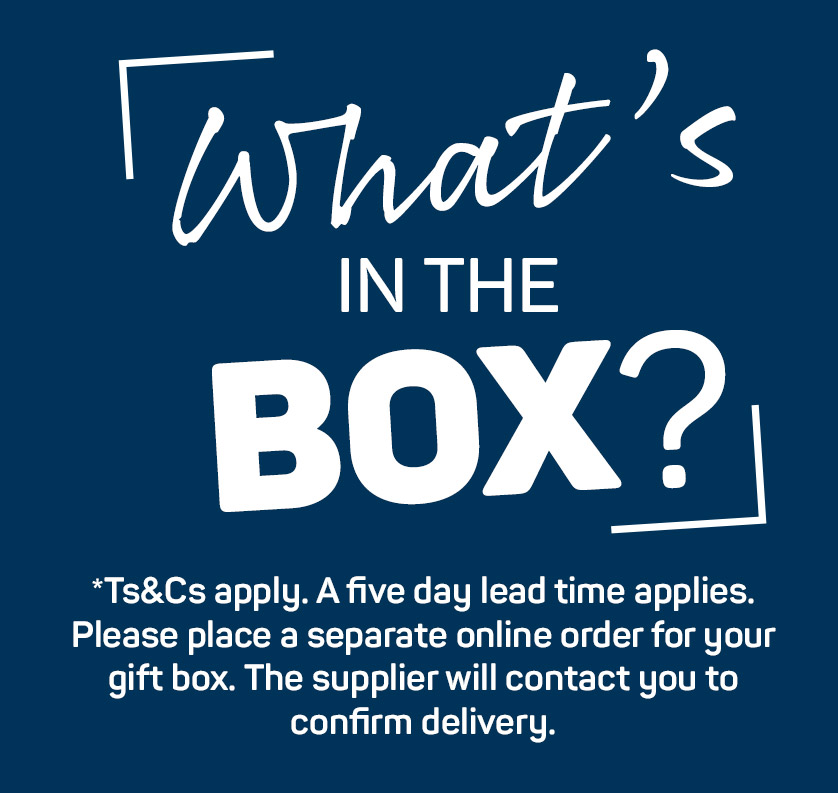 What's in the BOX? Choose from one of five gift boxes packed with ar ange of treats