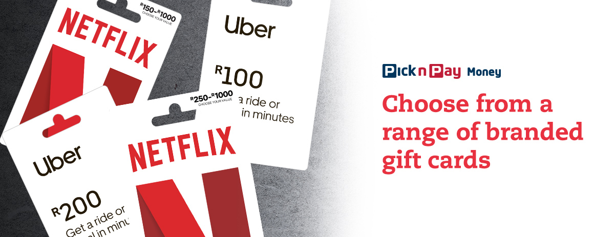 Choose from a range of branded gift cards