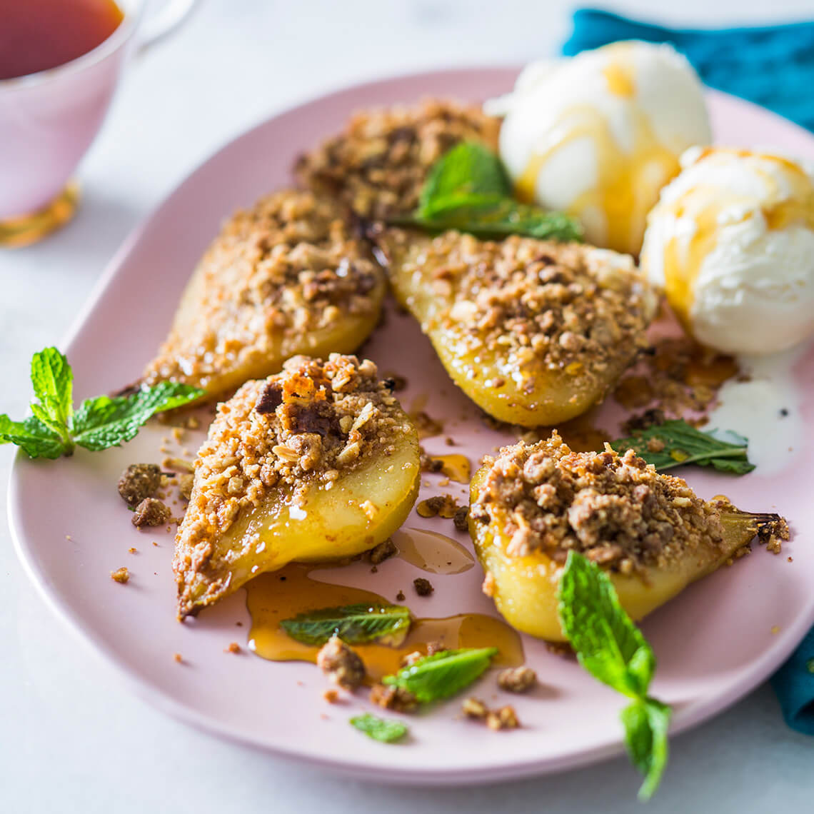 Drunken-pear crumble
